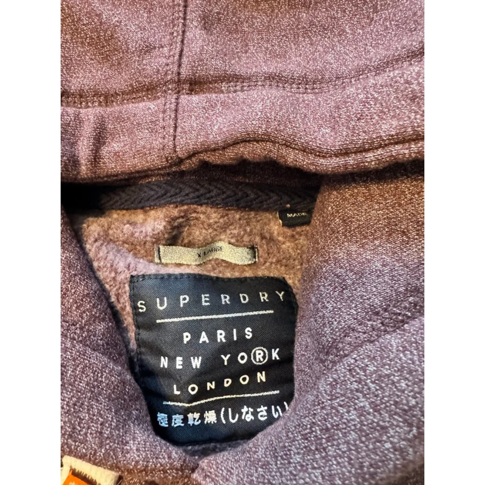 Superdry De Luxe Hoodie Brown Gold Graphic Academia Streetwear